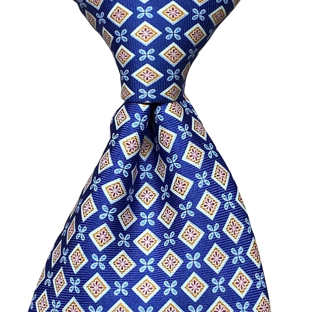 Vintage‎ Zadi Andrew's Ties Geometric Mens Blue Silk Italy Formal Business Tie